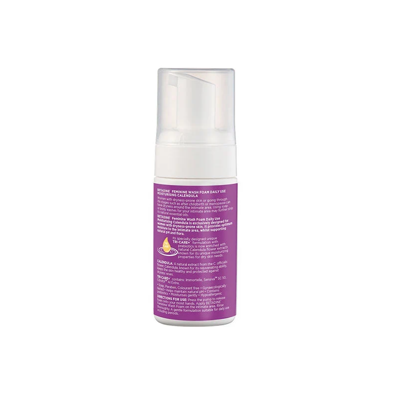 BETADINE FEMININE WASH FOAM MOISTURISING CALENDULA 100ML - Image 2