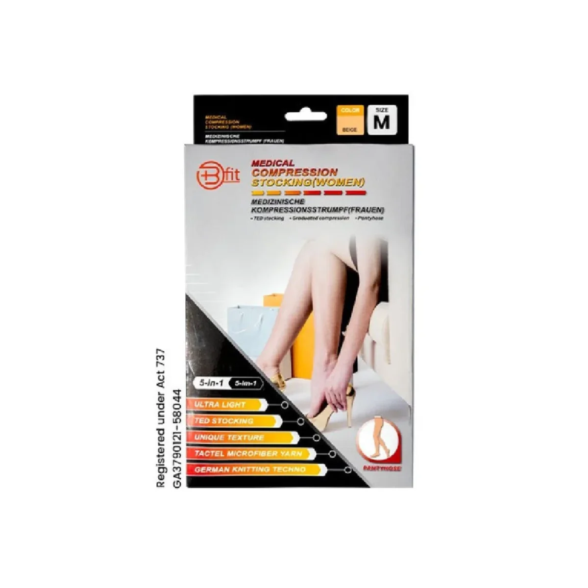BFIT 5IN1 MEDICAL COMPRESSION STOCKING W/ANTI SLIP SILICONE - PANTHYHOSE S182 M - Image 2
