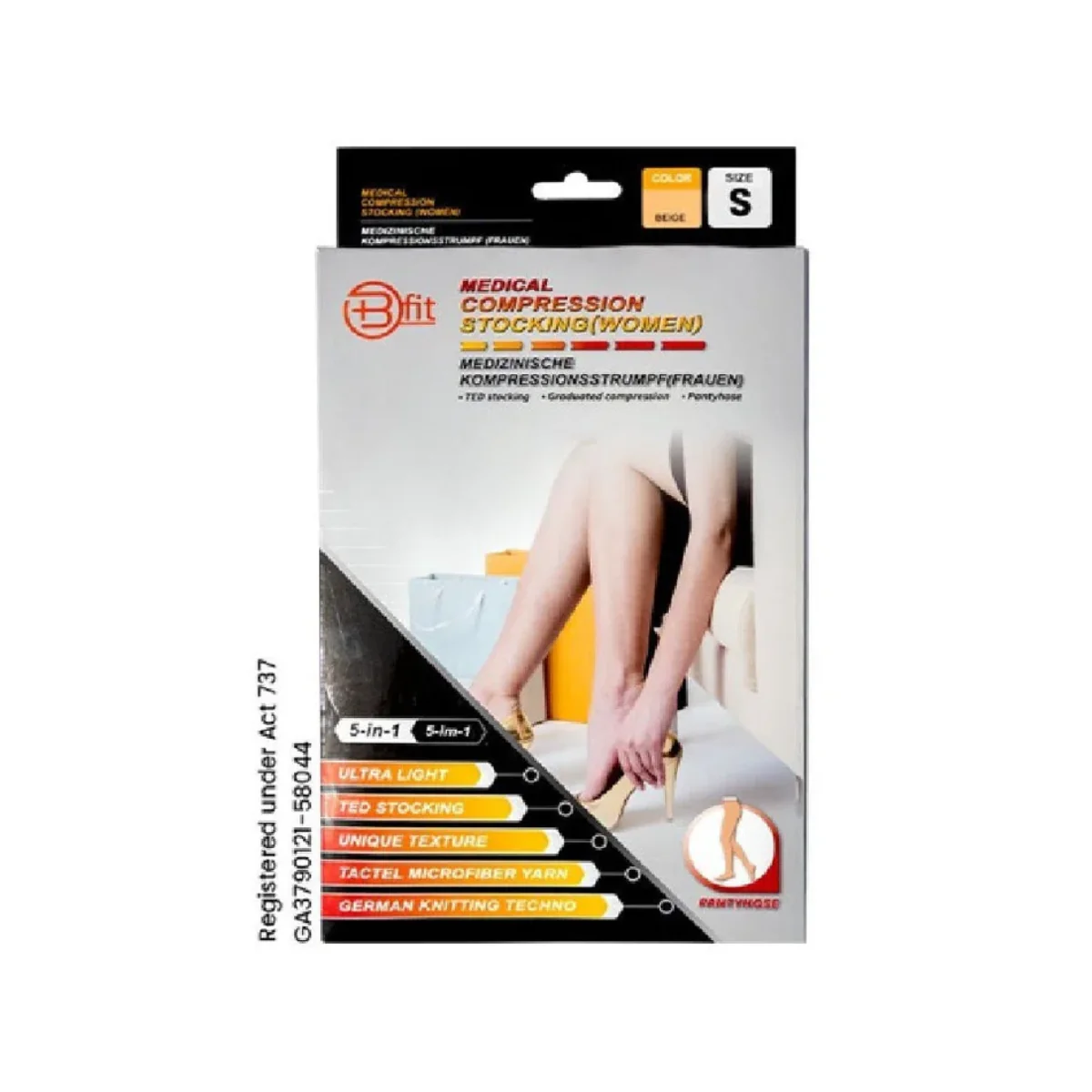 BFIT 5IN1 MEDICAL COMPRESSION STOCKING W/ANTI SLIP SILICONE - PANTHYHOSE S182 S - Image 4