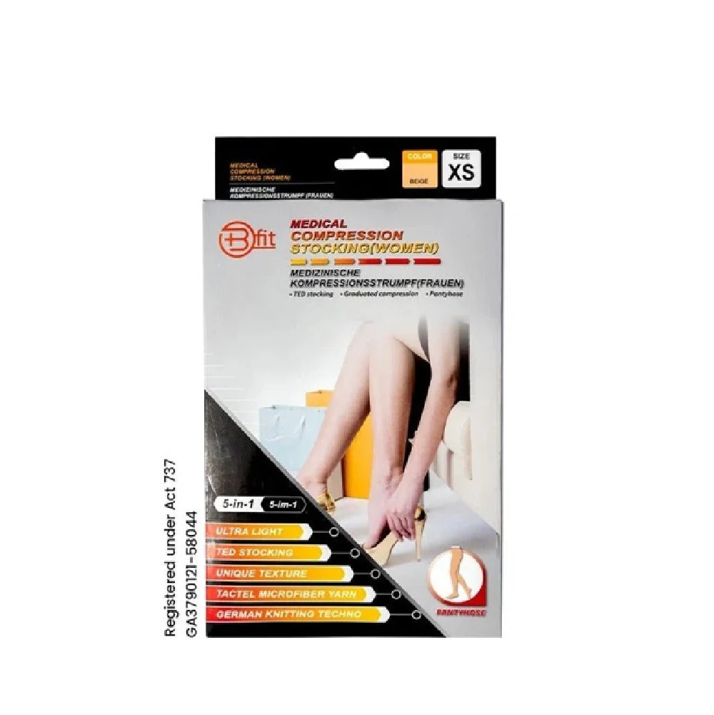 BFIT 5IN1 MEDICAL COMPRESSION STOCKING W/ANTI SLIP SILICONE - PANTHYHOSE S182 XS - Image 2