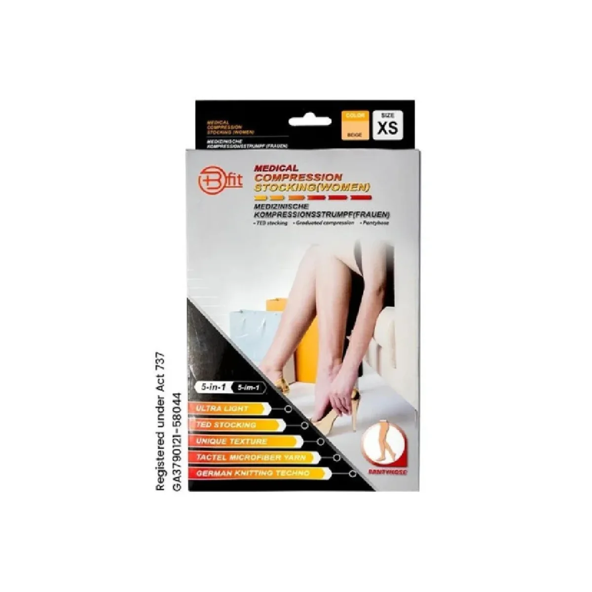 BFIT 5IN1 MEDICAL COMPRESSION STOCKING W/ANTI SLIP SILICONE - PANTHYHOSE S182 XS - Image 4