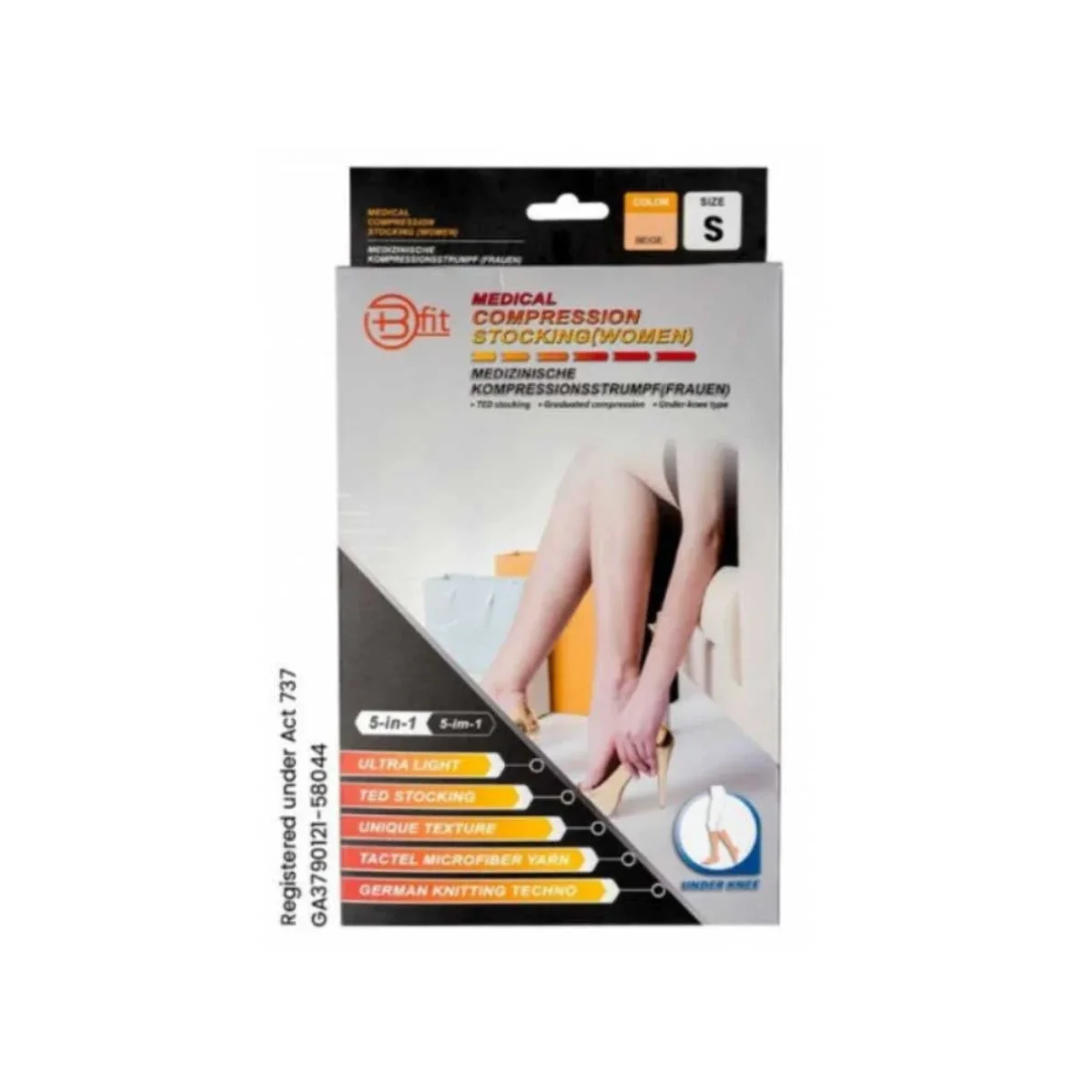 BFIT 5IN1 MEDICAL COMPRESSION STOCKING W/ANTI SLIP SILICONE - UNDER KNEE S184 S - Image 2