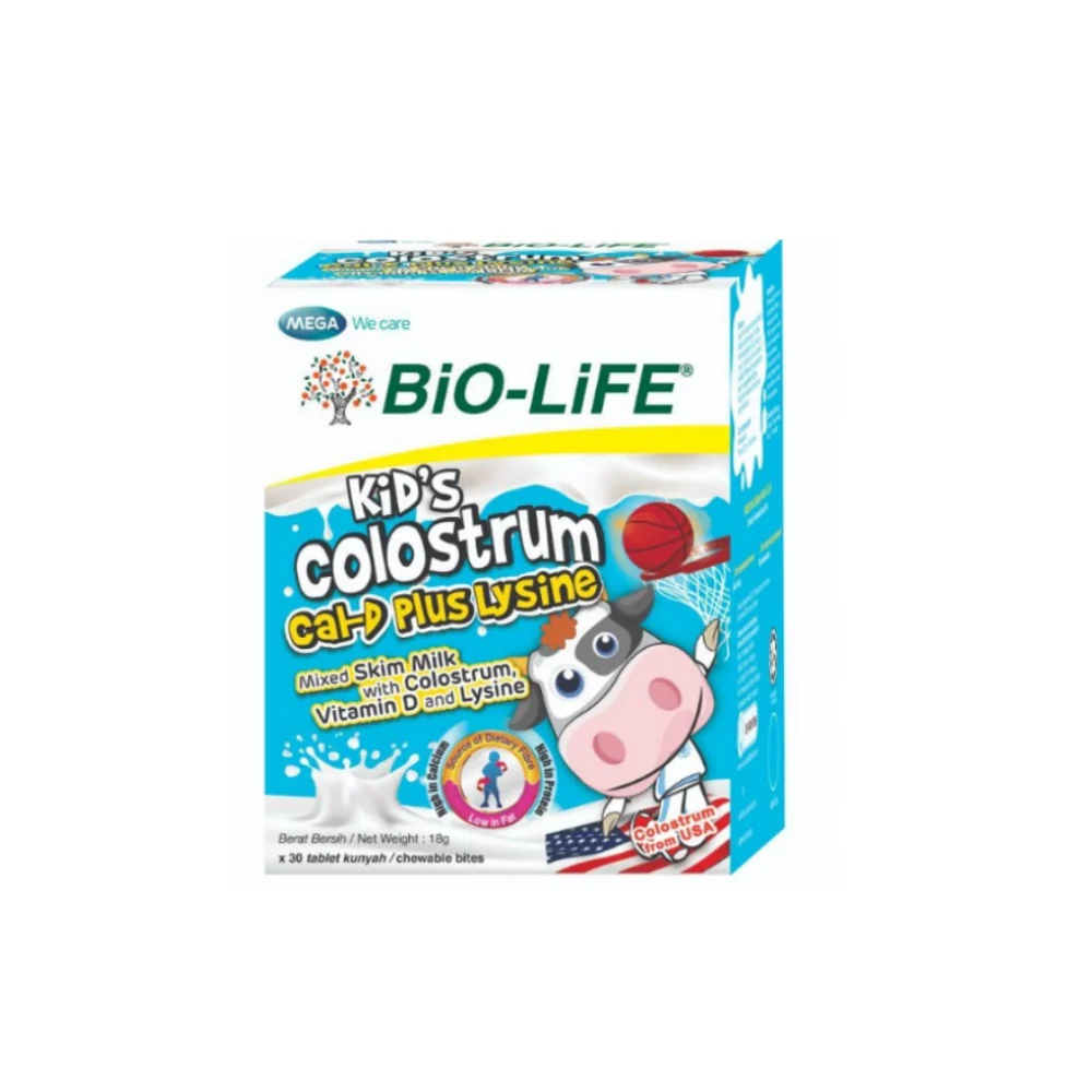 Bio-Life Kids Colostrum Cal-D Plus Lysine Chewable 600Mg 30S