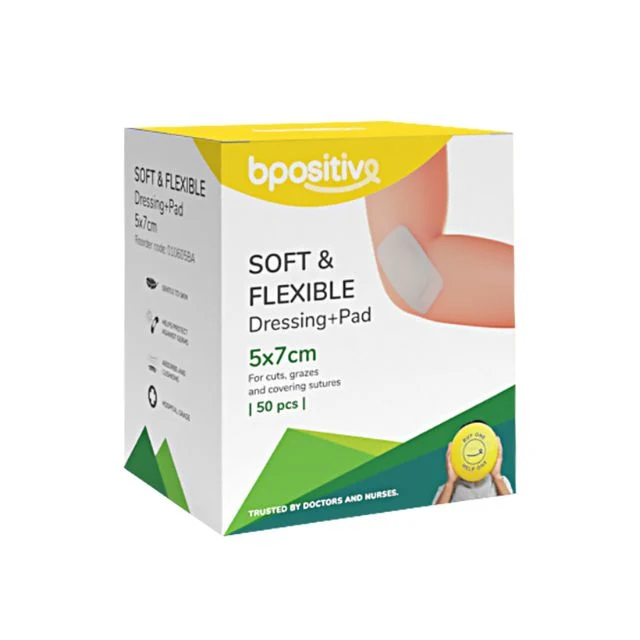 BPOSITIVE SOFT&FLEXIBLE DRESSING+PAD 5X7CM 50S
