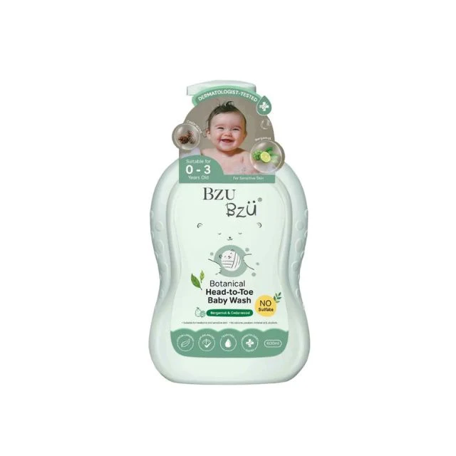 BZU BZU BOTANICAL HEAD-TO-TOE BABY WASH BERGAMOT & CEDARWOOD 600ML