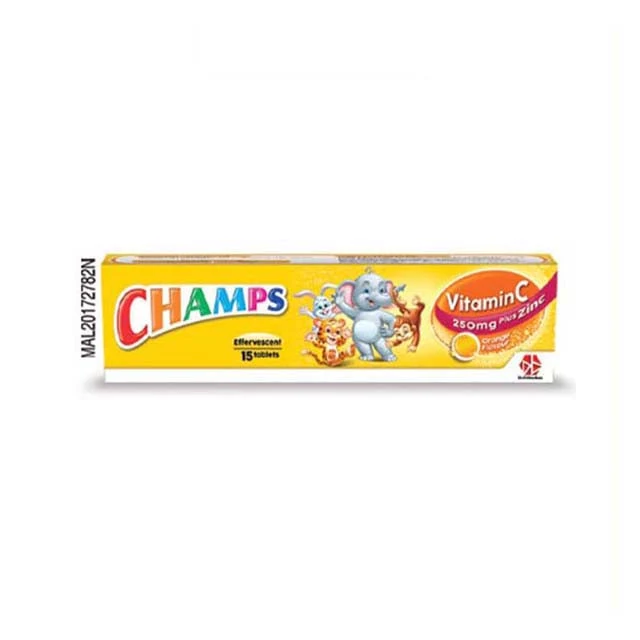 CHAMPS EFFERVESCENT VIT C 250MG PLUS ZINC 15S