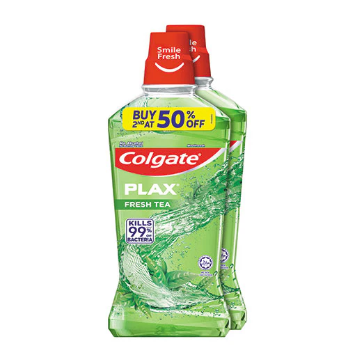COLGATE PLAX MOUTHWASH FRESH TEA 750ML 2S