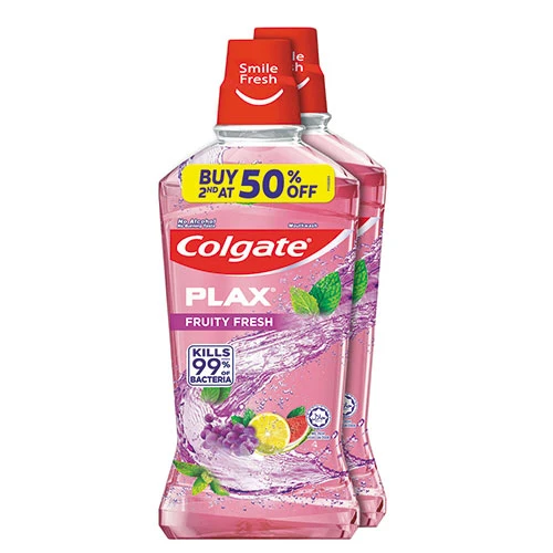 COLGATE PLAX MOUTHWASH FRUITY FRESH 750ML 2S