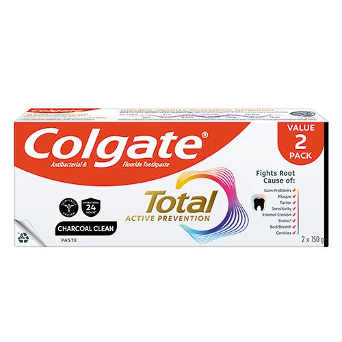 COLGATE TOOTHPASTE TOTAL CHARCOAL CLEAN 150G 2S