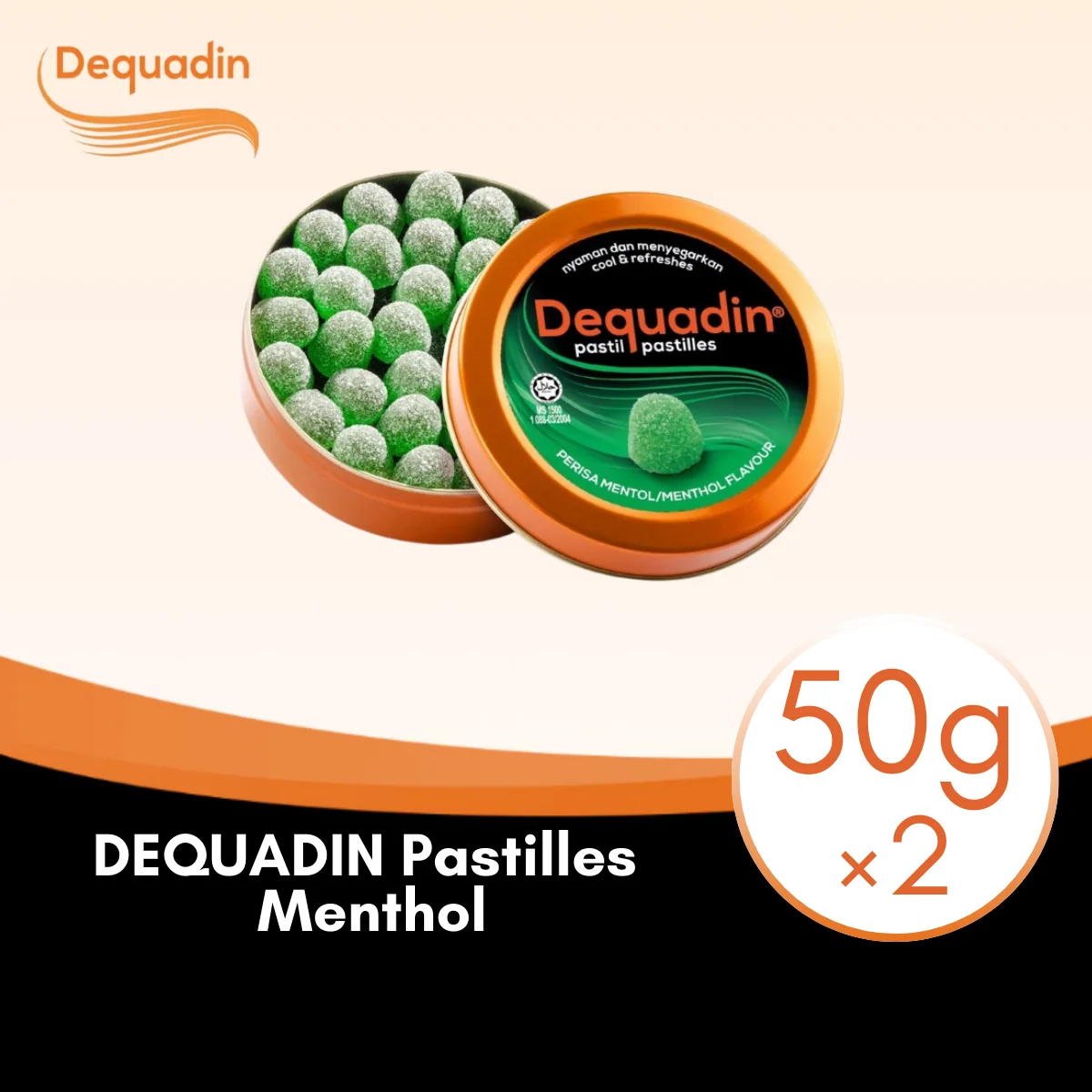 DEQUADIN MENTHOL PASTILLE 50G × 2