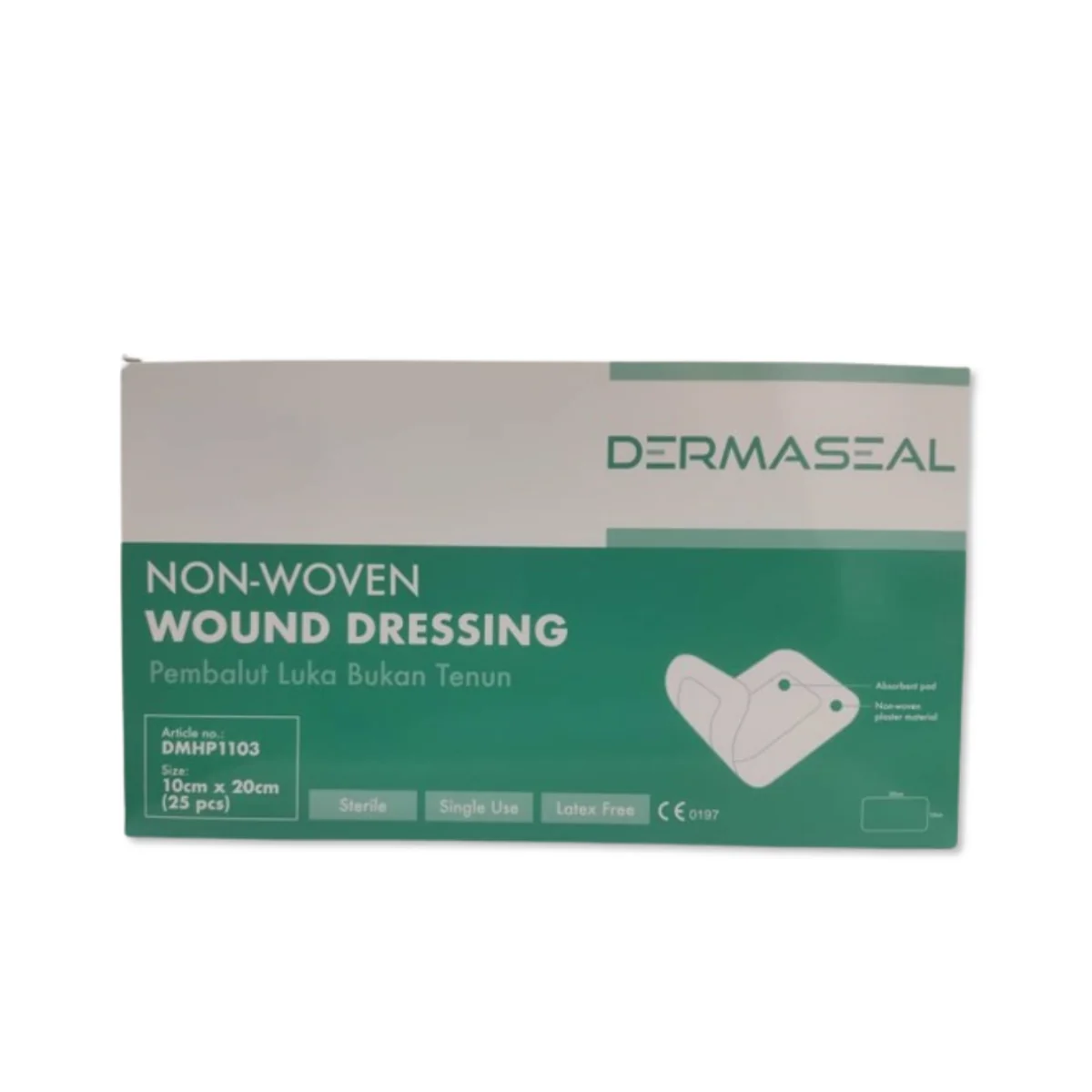 DERMASEAL NON-WOVEN DRESSING 10CMX20CM 25S