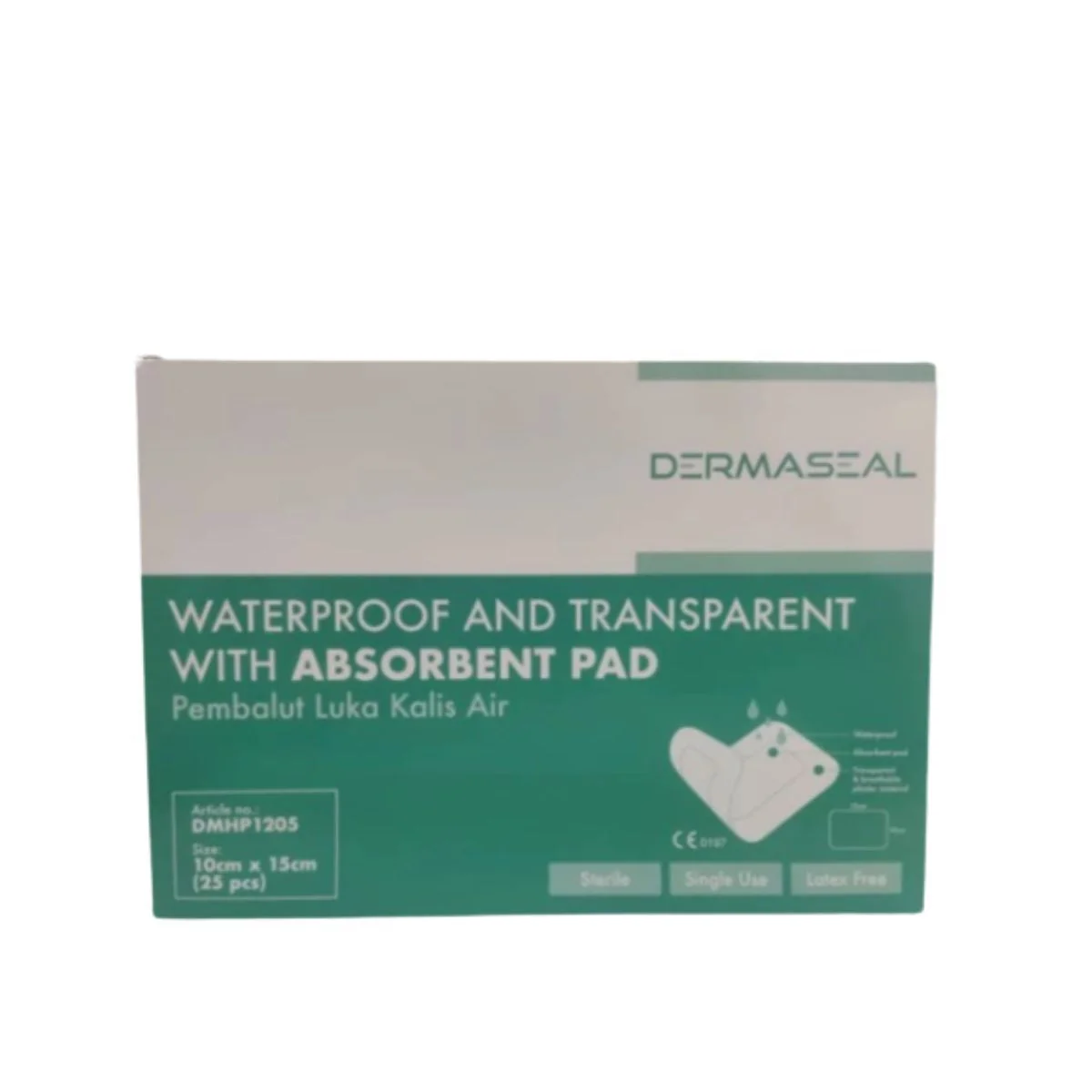 DERMASEAL WATERPROOF DRESSING WITH ABSORBENT PADS 10CMX15CM 25S