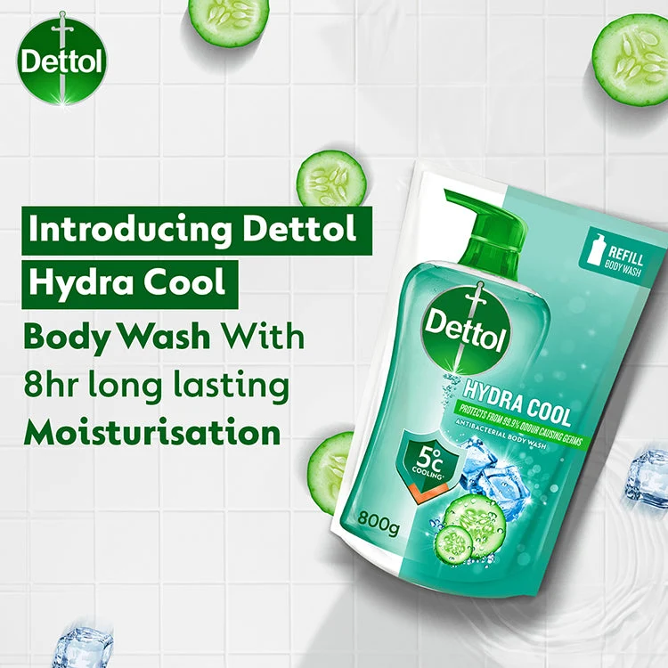 DETTOL SHOWER GEL HYDRA COOL MENTHOL CUCUMBER REFILL 800G - Image 3