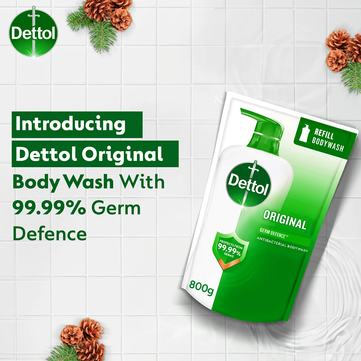 DETTOL SHOWER GEL ORIGINAL (VALUE REFILL) 800G - Image 3