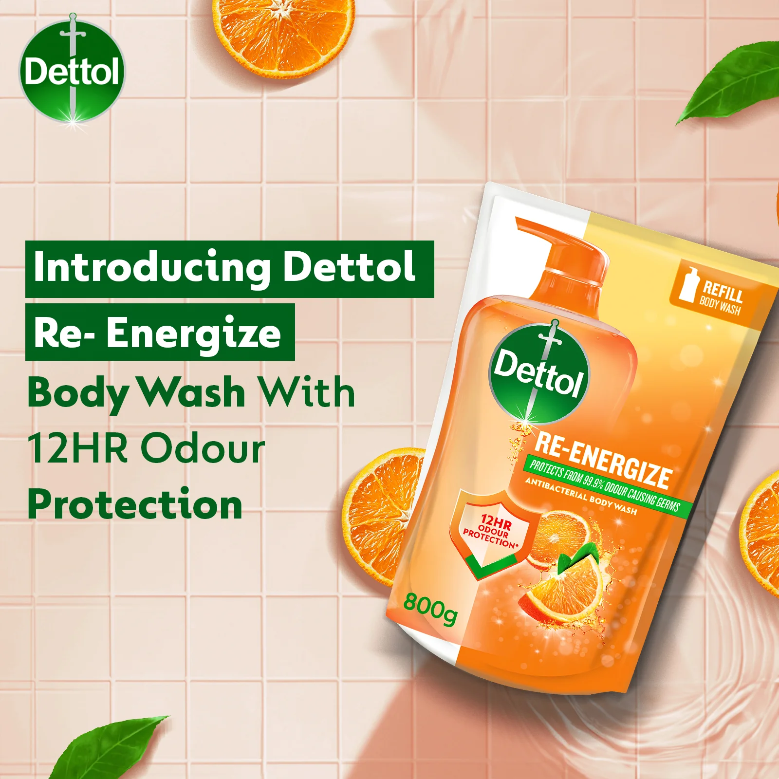 DETTOL SHOWER GEL RE-ENERGIZE (VALUE REFILL) 800G - Image 3