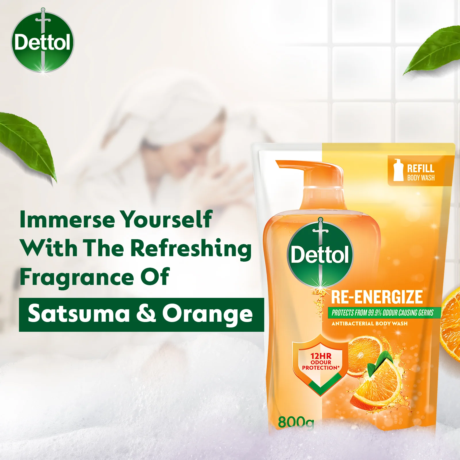 DETTOL SHOWER GEL RE-ENERGIZE (VALUE REFILL) 800G - Image 5
