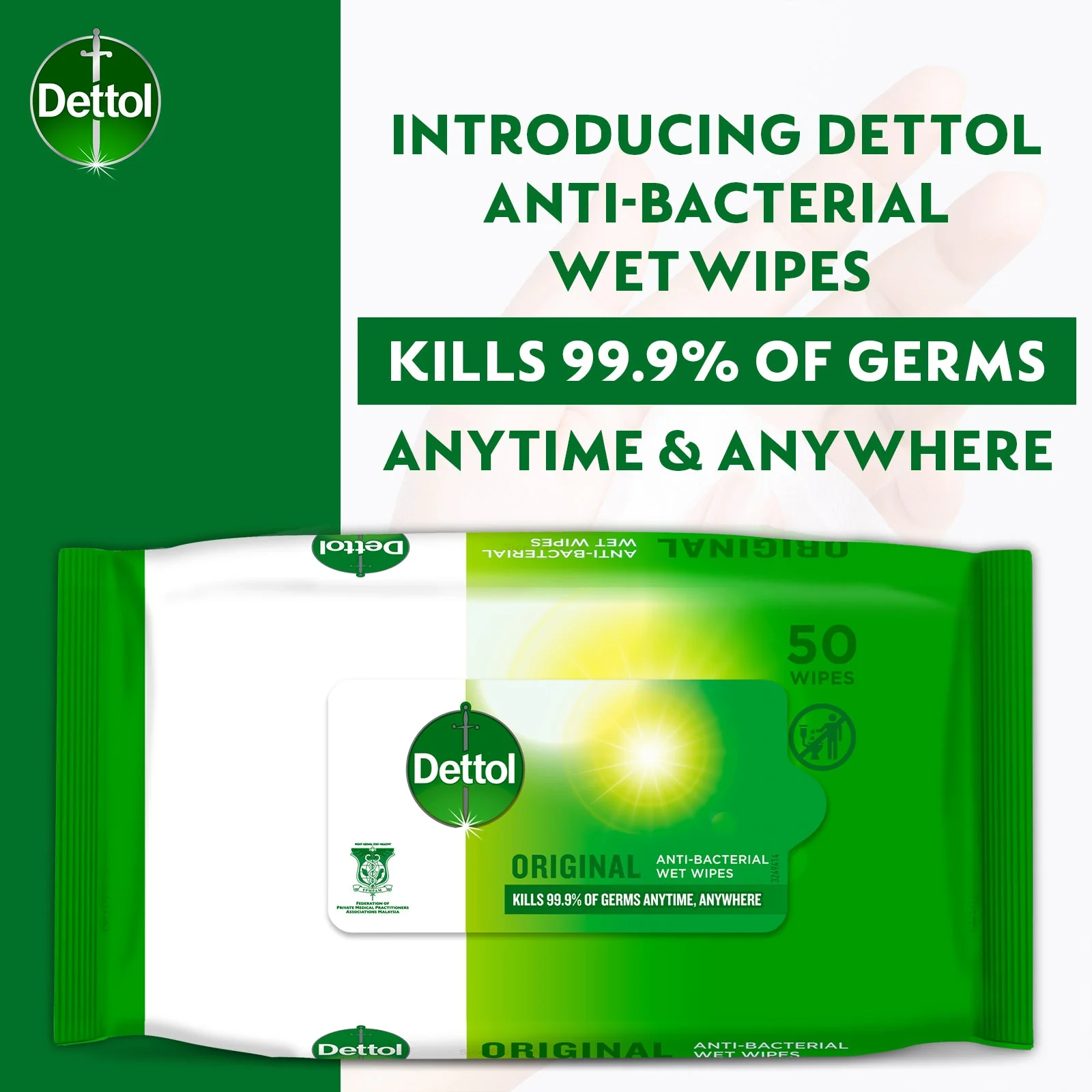 DETTOL WIPES ANTIBACTERIAL 50S - Image 3