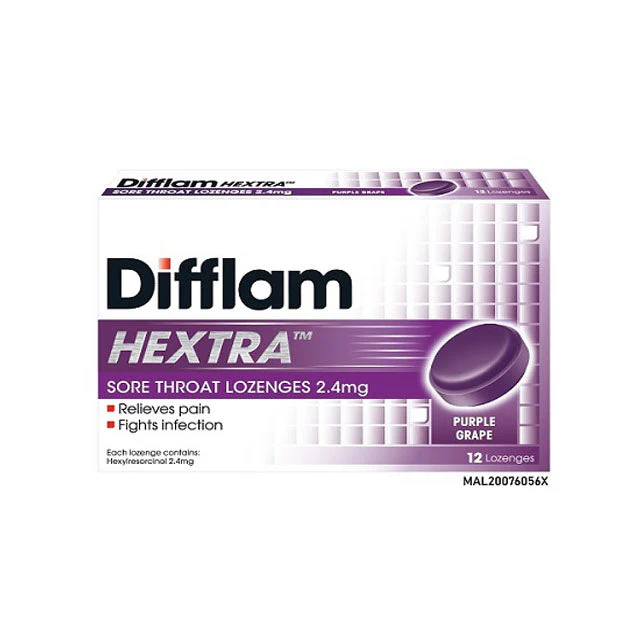 DIFFLAM HEXTRA LOZENGES 12S