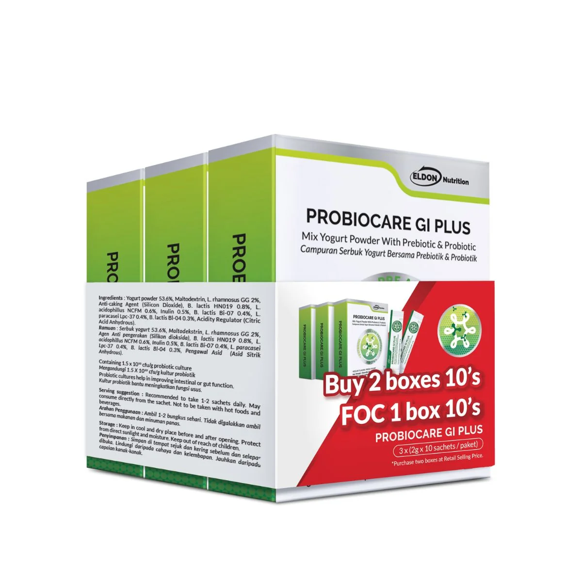 ELDON NUTRITION PROBIOCARE GI PLUS 2G 10SX3