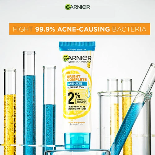 GARNIER BRIGHT COMPLETE ANTI-ACNE 3-IN-1 FOAM 100ML - Image 3
