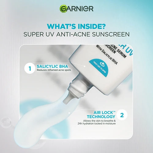 GARNIER BRIGHT COMPLETE ANTI-ACNE UV SERUM SPF50+ 30ML - Image 2