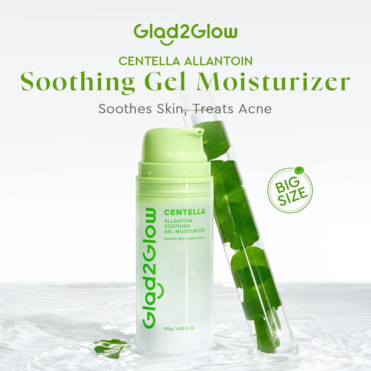 GLAD2GLOW CENTELLA ALLANTOIN SOOTHING GEL MOISTURIZER 100G - Image 2