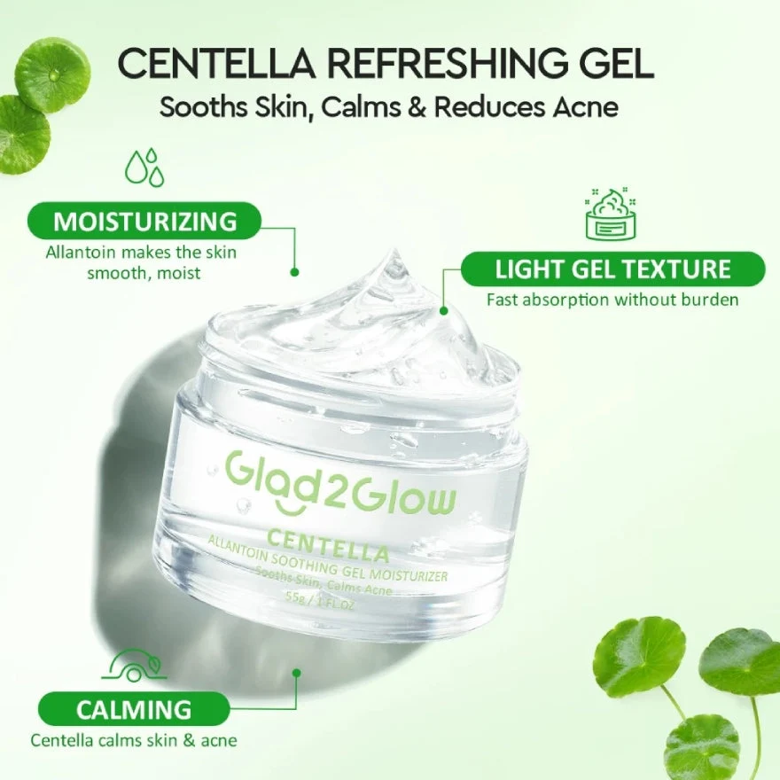 GLAD2GLOW CENTELLA ALLANTOIN SOOTHING GEL MOISTURIZER 55G - Image 3