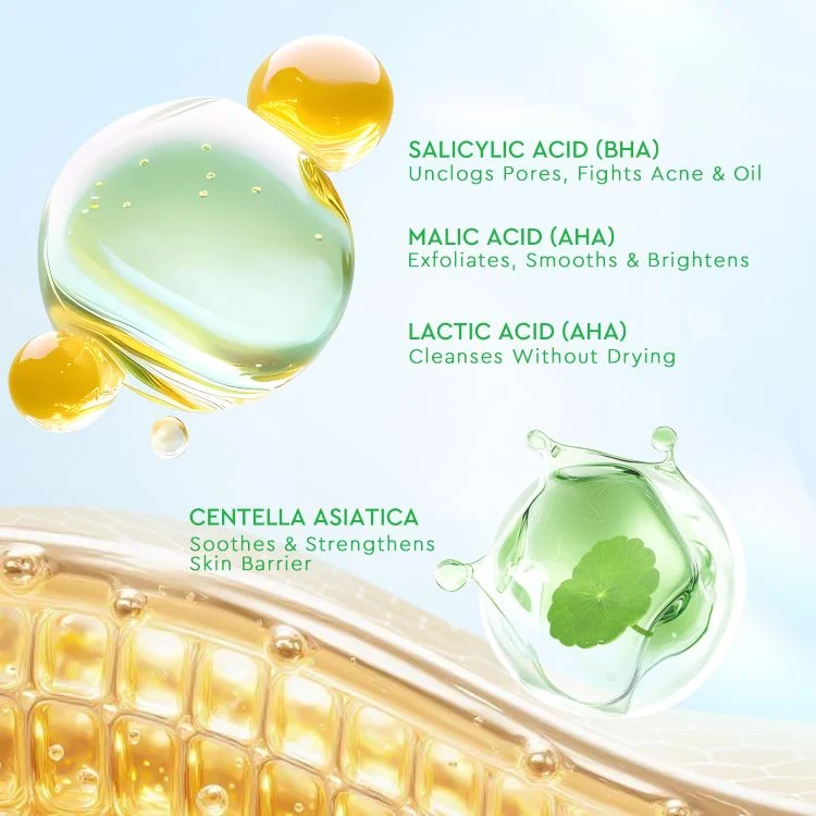 GLAD2GLOW CENTELLA SALICYLIC ACID EXFOLIATING ACNE PADS 30 PCS - Image 3