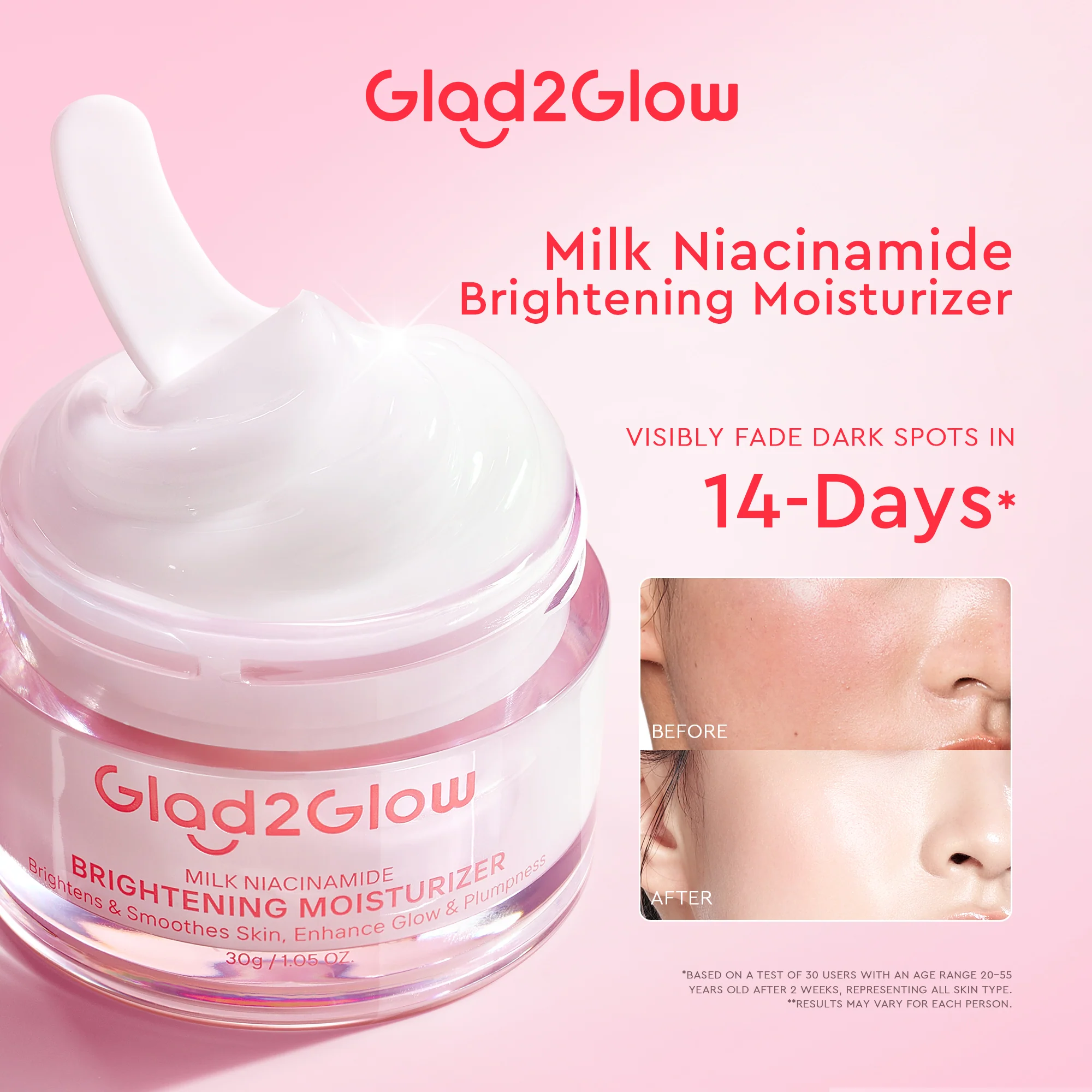 GLAD2GLOW MILK NIACINAMIDE BRIGHTENING MOISTURIZER 30G - Image 2