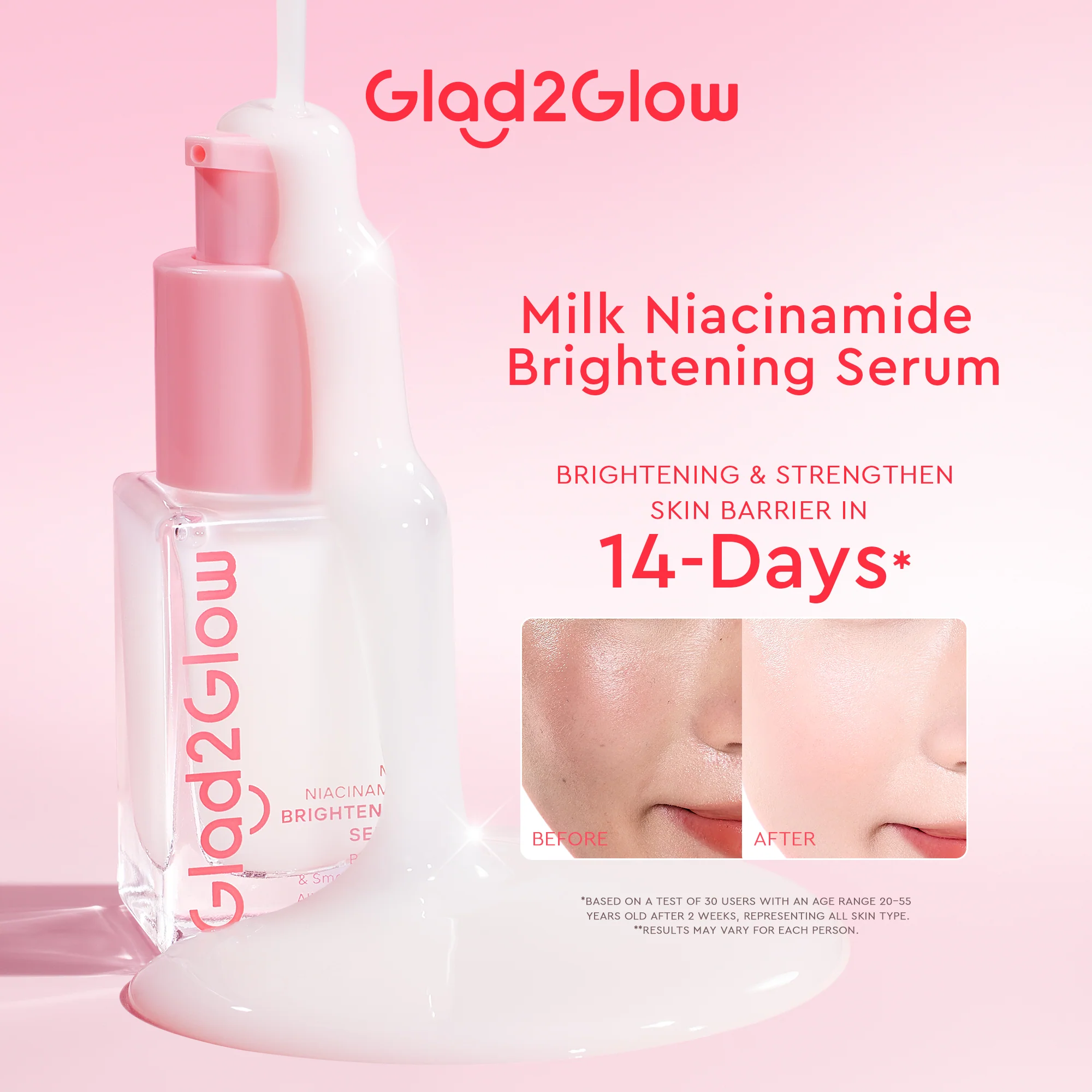 GLAD2GLOW MILK NIACINAMIDE BRIGHTENING SERUM 17ML - Image 2