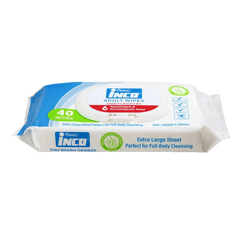 INCO BY PURAGE EXTRA MOIST ADULT WIPES 40S