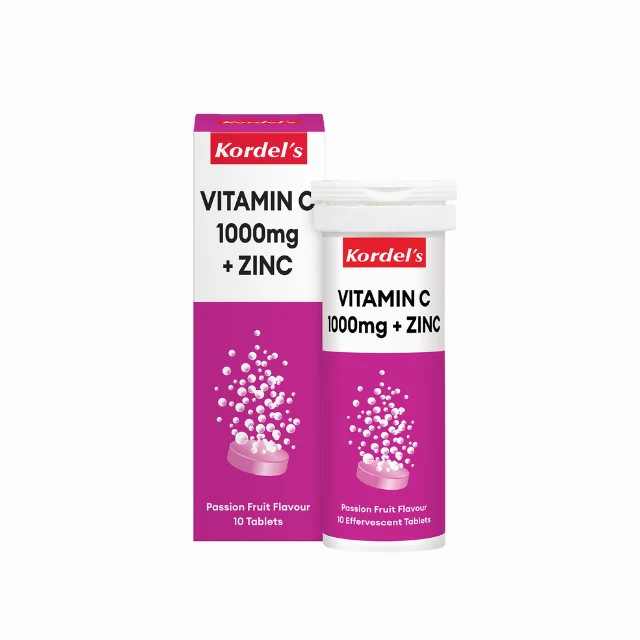 Kordels Vitamin C 1000Mg + Zinc Effeverscent Passion Fruits 10S
