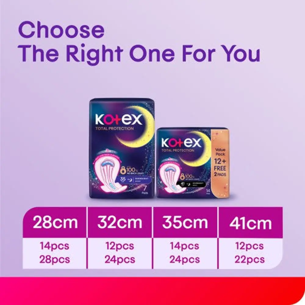 KOTEX TOTAL PROTECTION RISE-UP GUARD OVERNIGHT 32CM WING 24S - Image 3