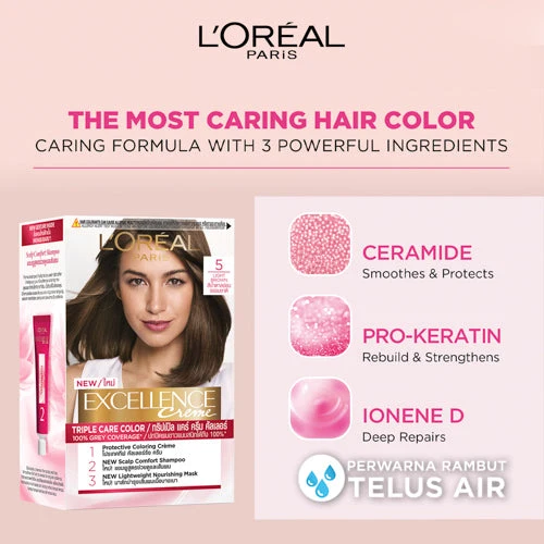 LOREAL EXCELLENCE CREME HAIR COLOUR - 5 NATURAL LIGHT BROWN 1S - Image 7