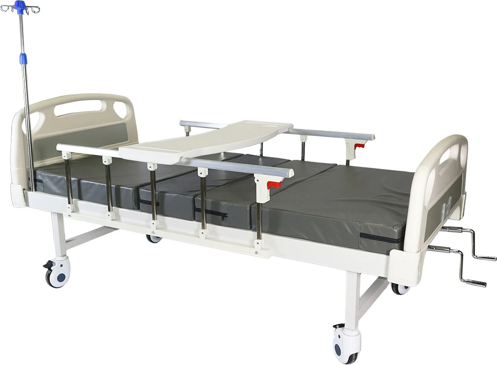 MERS PREMIUM DOUBLE FOLD HOSPITAL BED WITH PORTABLE TABLE & MATTRESS B2000-P1