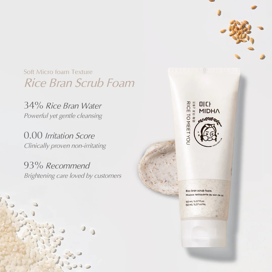 MIDHA RICE BRAN SCRUB FOAM 150ML - Image 2