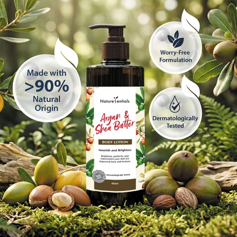 NATURESENTIALS ARGAN & SHEA BUTTER BODY LOTION 480ML - Image 2