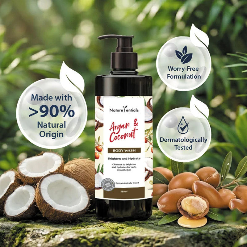 NATURESENTIALS BODY WASH ARGAN & COCONUT 480ML - Image 2