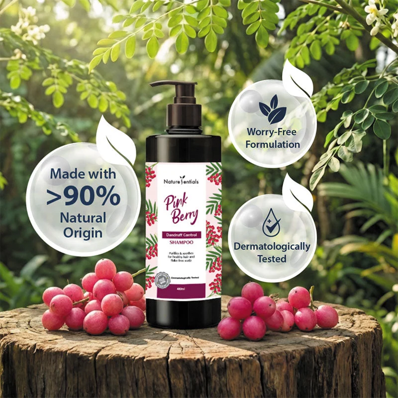 NATURESENTIALS DANDRUFF CONTROL SHAMPOO PINK BERRY 480ML - Image 2
