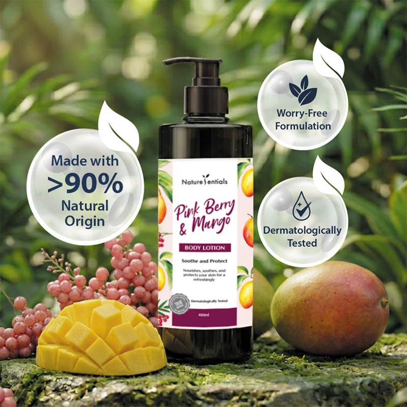 NATURESENTIALS PINK BERRY & MANGO BODY LOTION 480ML - Image 2