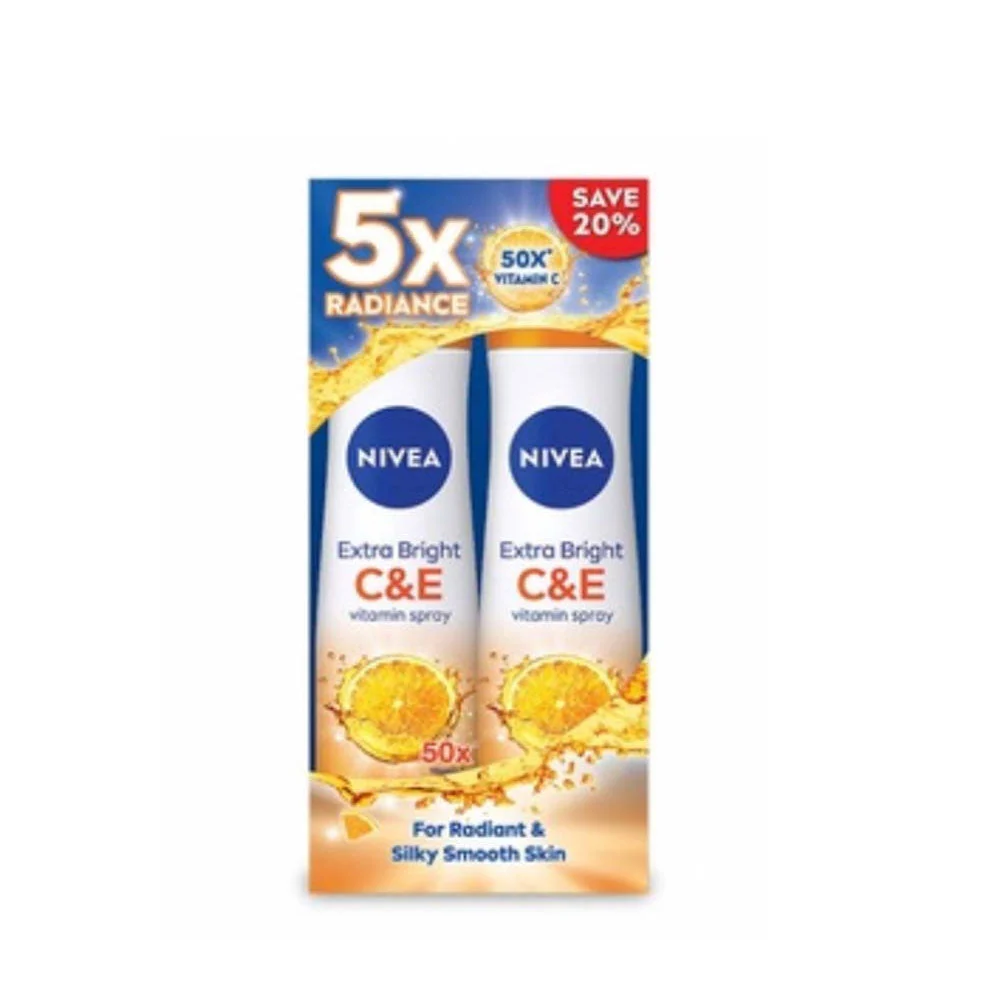 NIVEA DEODORANT EXTRA BRIGHT C&E VITAMIN SPRAY 150ML 2S