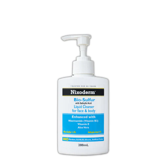 NIXODERM BIO-SULFUR WITH SALICYLIC ACID FACE & BODY LIQUID CLEANSER 200ML