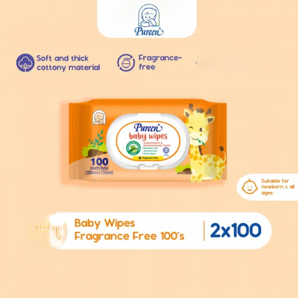 PUREEN BABY WIPE FRAGRANCE-FREE 100SX2 - Image 3
