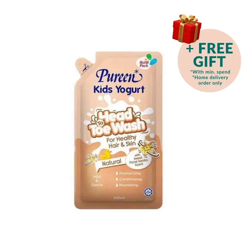 PUREEN KIDS YOGURT HEAD TO TOE WASH 600ML (RFIL) NATURAL