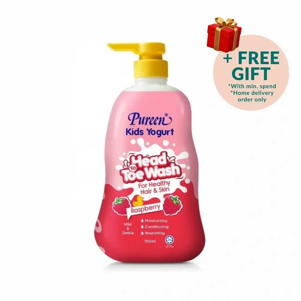PUREEN KIDS YOGURT HEAD TO TOE WASH RASPBERRY 750ML