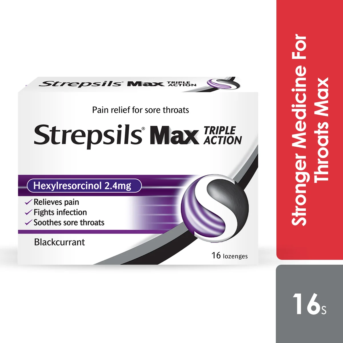 STREPSILS MAX TRIPLE ACTION BLACKCURRENT 16S