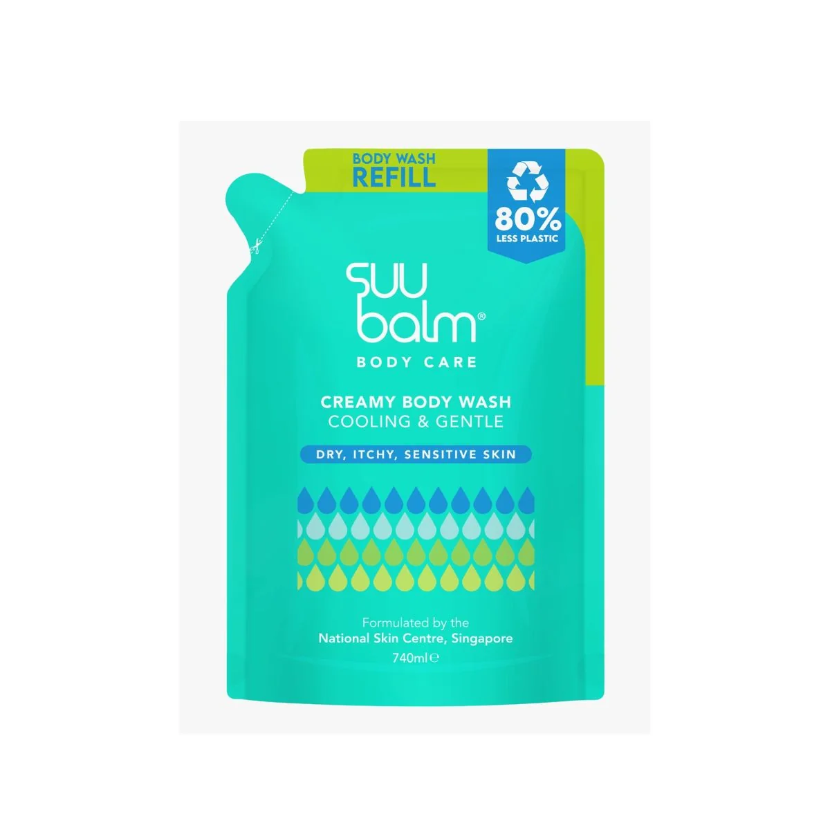 SUU BALM DUAL COOLING & MOISTURISING CREAM BODY WASH REFILL 740ML