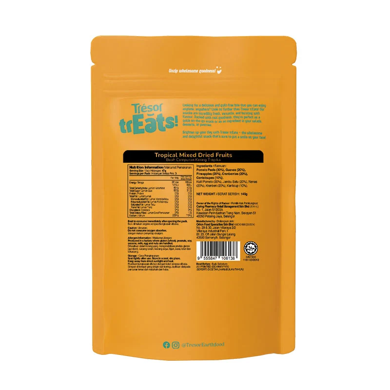 TRESOR TREATS TROPICAL MIXED DRIED FRUITS 140G - Image 2