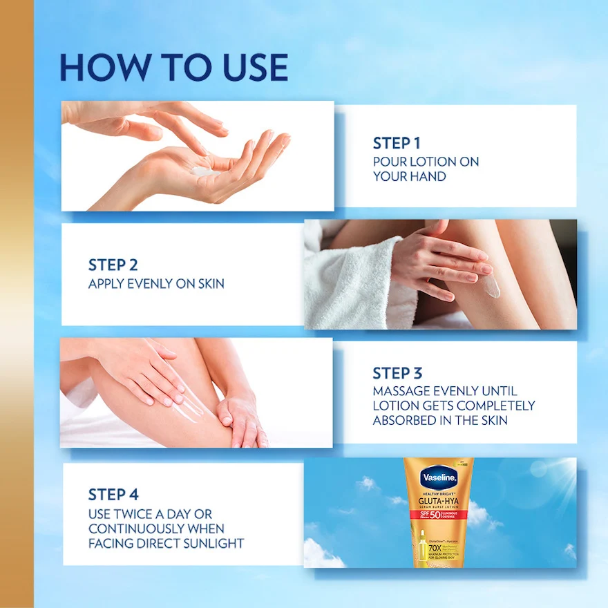 VASELINE GLUTA-HYA SERUM BURST LOTION SPF50 260ML - Image 11