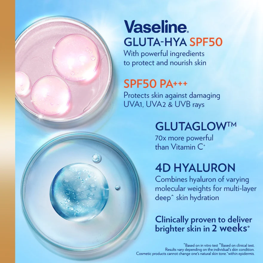 VASELINE GLUTA-HYA SERUM BURST LOTION SPF50 260ML - Image 6